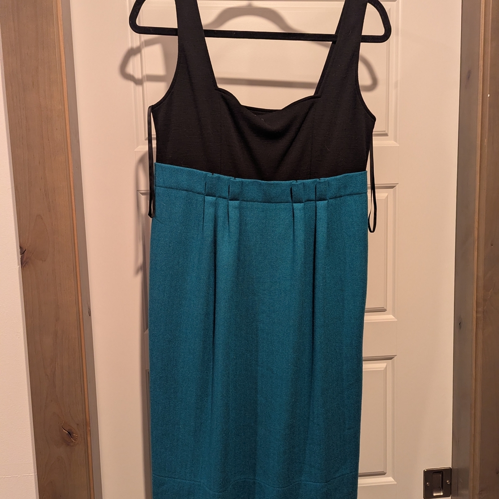Diane Von Furstenberg Black and Teal Midi Dress